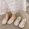 Breathable Mesh Linen Slippers For Women Summer Flat Shoes Anti-slip Female Indoor Outdoor Slides Office Lady Walking Sandals