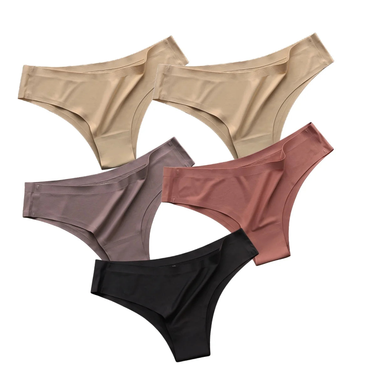 5PCS/Set Panties Women Seamless Underwear Low Rise Female Underpants Glossy Solid Color Briefs Comfort Invisible Underwear