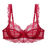 Logirlve Ultrathin Bra Transparent Brassiere Sexy Underwear Plus Size Cup Embroidery Women Lingerie Lace Bras Hollow out