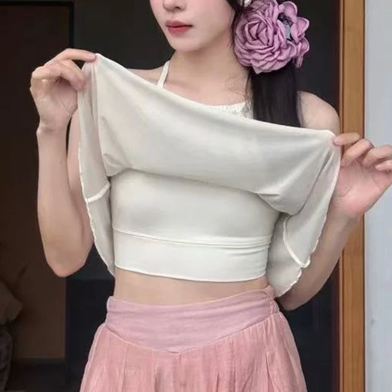 Women's Mesh Yoga Sports Camisole Vest Beautiful Back Pilates Training Outerwear Top Fake Two-Piece Sports Bra Design