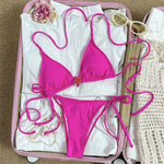 Cute Yellow String Halter Triangle Micro Bikini Thong Femmes Sexy Swimsuit Women Flower Swimwear 2026 Bikinis Sets Bathing Suit
