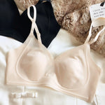 Summer Ice Silk Bra Seamless Women Underwear Sexy Ultra Thin Comfort Bralette French Rabbit Ears Padding Fixed Push Up Bras
