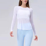 Autumn Thin Loose Long Sleeve Gym Breathable Yoga Blouse Hollow Beauty Back Running Cross Yoga Clothing Fitness Pilates Top Suit