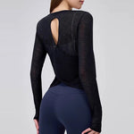 Autumn Thin Loose Long Sleeve Gym Breathable Yoga Blouse Hollow Beauty Back Running Cross Yoga Clothing Fitness Pilates Top Suit