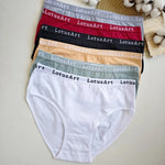 6Pcs/Set Women High Waist Cotton Briefs Letter Print Wide Waistband Panties Solid Color Full Coverage Hip Lifting Lingerie M-2XL