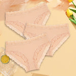 3PCS Sexy Lace Cotton Pants Women Low Waist Panties Underwear S-XL Solid Color Ladies Briefs Lingere Underware Comfortable Women