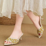 Pink Fashion High Heels Sandal Slides For Women Sexy Pointed Toe Slippers Elegant Ladies Heels Shoes