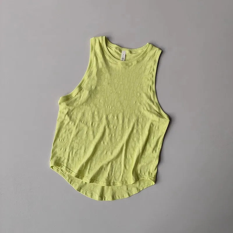 Women's Summer Lightweight Printed Loose Sleeveless Yoga Vest I-Shaped Sports Top