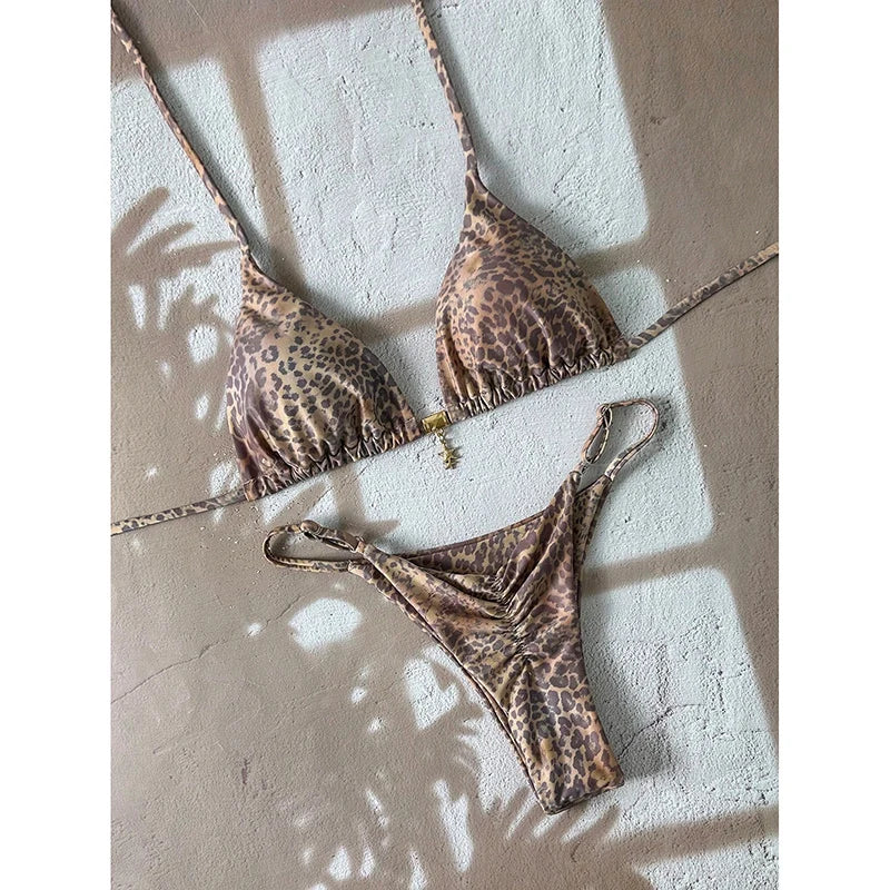 New Micro Bikini Women Swimsuit Two-Piece Bathing Suit Woman Swimwear Sexy Leopard Push Up Thong Bikinis Sets Beachwear Summer