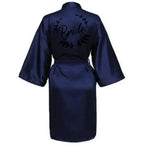 Wedding Party Team Bride Robe With Black Letters Kimono Satin Pajamas Bridesmaid Bathrobe SP021