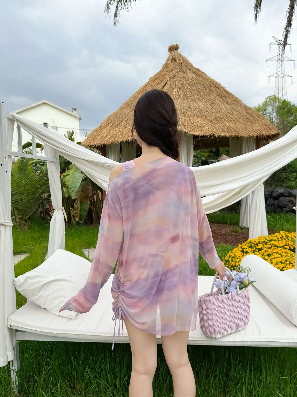 Plus size swimsuit hot spring split swimsuit three-pieceplus fat enlarged covering the flesh and slimming swimsuit XXXL