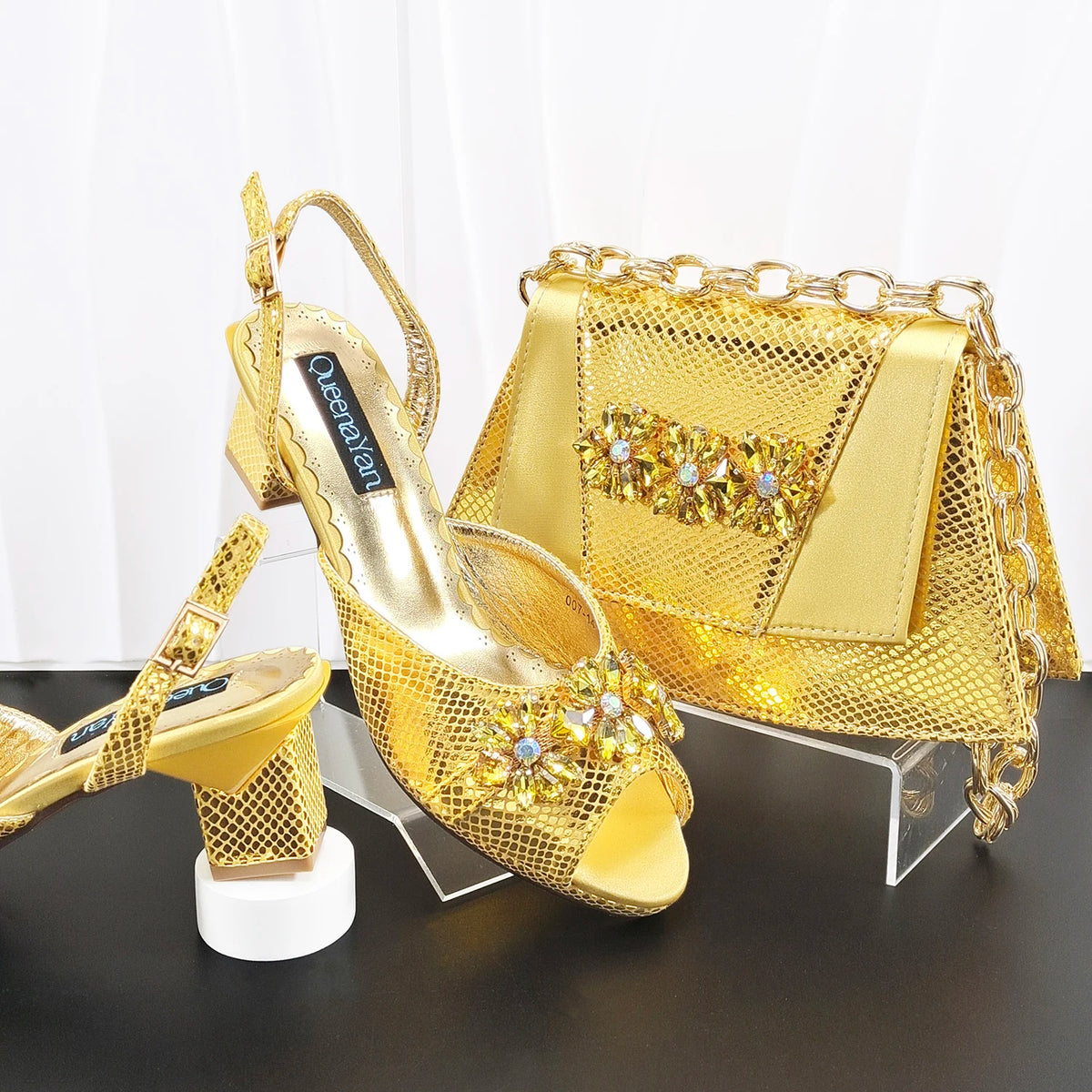 doershow African fashion Italian Shoes And Bag Sets For Evening Party With Stones gold Italian Handbags Match Bags! HM1-1