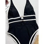 Deep V Neck Halter High Leg Cut One Piece Swimsuit Women Swimwear Female Backless Monokini Padded Bather Bathing Suit Swim V6710