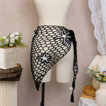 New 3D Star Hollow Out Crochet Knitted Sarong Pareo Beach Dress Beach Wear Beachwear Beach Cover Up Cover-upsFemale Women V7309