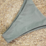 Women's Stylish Solid Color Three-Point Drawstring Bikini Set Cross-Border Swimwear Separate 2025 Sexy Female Bathing Suit