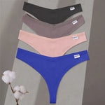 4Pcs/set Cotton Thongs Women Low-Rise Bikini Underwear M-XL Comfortable G-string Female Fruit Embroidery T-Back Panties Lingerie