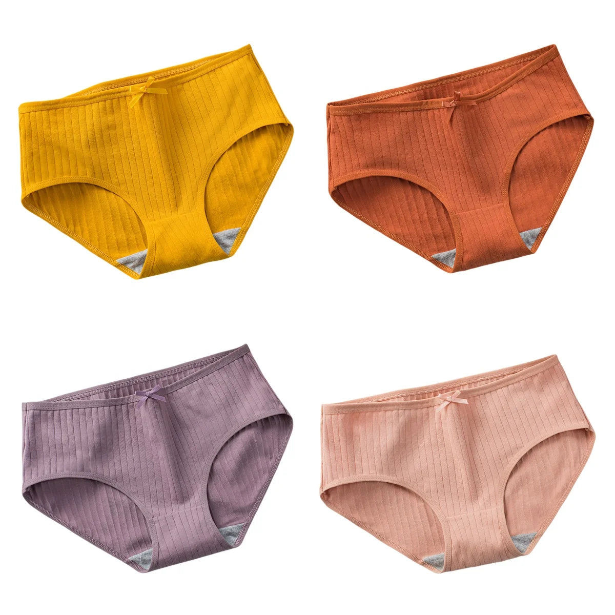 4Pcs/Set Women Cotton Panties Low Waist Briefs Breathable Comfort Underwear Sexy Lingerie Solid Color Underpants Intimates M-XL