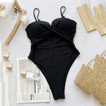 Solid Yellow Ribbed Swimwear Sexy Tummy Control Swimsuit One Piece Woman 2026 Hollow Out Bathing Swimming Suit Wear Monokini