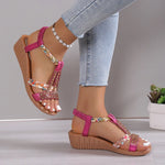 Shoes for Women Summer Women Wedge Bohemia Rhinestones Casual Platform Sandals Female Peep Toe Outdoor Beach Shoes 2026