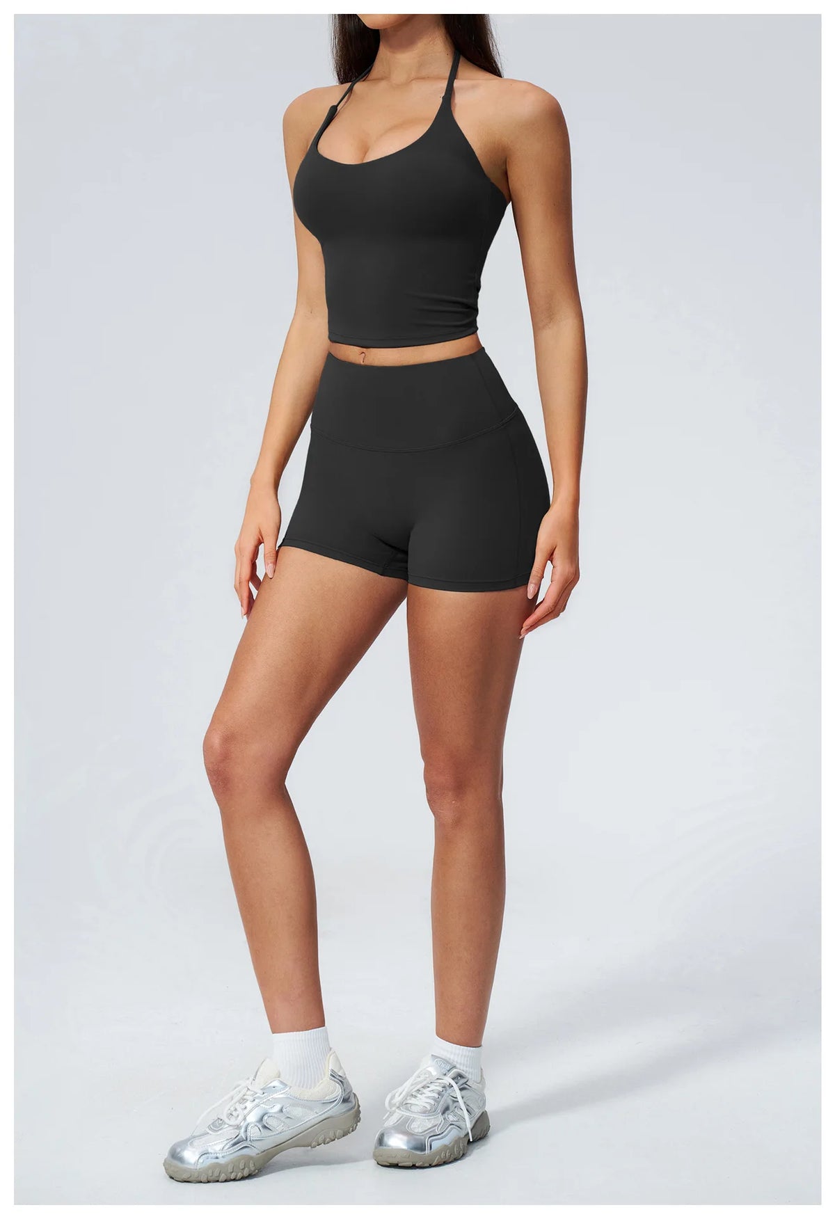 Quick Drying 2 Pcs Yoga Sets Women V Neck Slimming Sports Tank Top High Waist Shorts Fitness Suit Outwear Gym Running Tracksuits