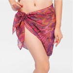 Women Bikini Cover-Ups Skirts Printed Chiffon Swimwear Pareo Scarf Swimsuits Cover-Ups Wrap Kaftan Sarong Beach Short Sexy Skirt