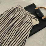 Retro Chic Solid Color Striped Skirt For Women In Summer, High Waisted And Slimming A-line Mid Length Umbrella Skirt Casual OHS8