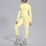 Women's Seamless Yoga Sets Sports Fitness Zipper Long-Sleeve Jacket Slim-fit Hip Lift Pants Suits Workout Training Gym Sets