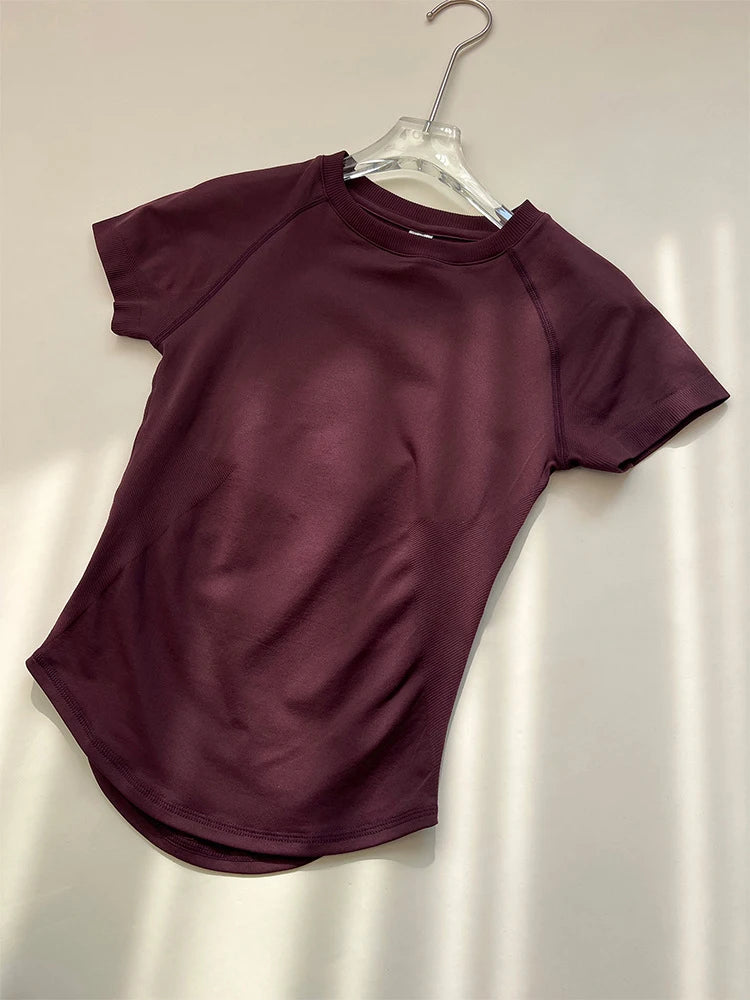 Sport Shirt Women Fitness Impact Short Sleeve Top Gym Workout Yoga Blouse Quick Dry Breathable Running Tee Top