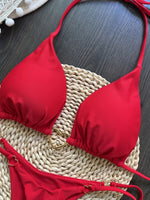 Metal Heart-shaped Halter Mini Micro Thong Bikini Female Swimsuit Women Swimwear Two-pieces Bikini Set Bather Bathing Suit Swim