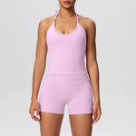New 2Pcs Yoga Sets Naked Feel Women Workout Fitness Gym Clothes High Waist Yoga Shorts And Sports Bra Impact Shorts Workout Sets