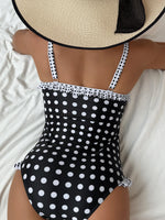 Push Up One Piece Swimsuit Female 2025 Swimwear Women Polka Dot Bathing Suits Summer Beach Wear Frill Monokini Swimming Suit