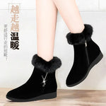 Plush Womens Boots Comfortable Hick-soled Fur Shoes Fashion Ladies Shoes Zipper Women Vulcanized Shoes Anti-slip Chaussure Femme