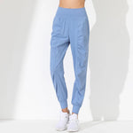 Hearuisavy Yoga Pants Loose Slim Quick-Dry Yoga Pants Pleated Hem Bound Running Fitness Capris Pockets Jogging Pants Woman