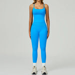 2 Pieces Women's Seamless Yoga Set Fitness Running Sports Set Slim Fit High Waist Beautiful Back Tracksuit