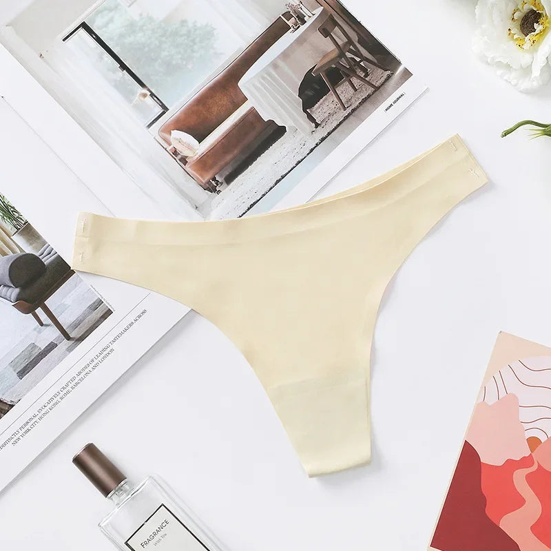 3Pcs/Set Women Panties Ultra-thin Thongs Female Underpants Seamless Underwear Sports Soft Solid Color Low Rise G-string