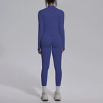 Women's Seamless Yoga Sets Sports Fitness Zipper Long-Sleeve Jacket Slim-fit Hip Lift Pants Suits Workout Training Gym Sets