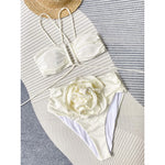 Sexy 3D Flower Wrinkled Female Swimsuit High Waist Bikini Women Swimwear Two-pieces Bikini set Bather Bathing Suit Swim Y4939