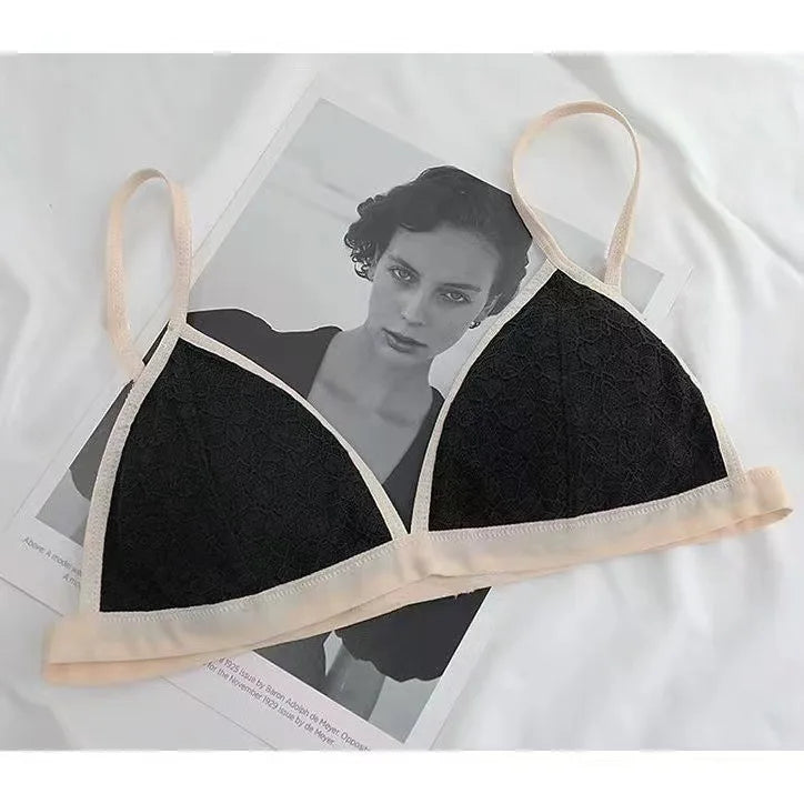 Lace Women's Bra Sexy Lingerie Without Steel Ring French Underwear Triangular Cup Push Up Bra Comfort V Neck Bralette