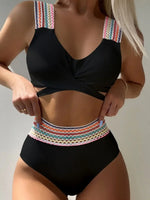 New Sexy Cross Wrap Ribbed Bikinis 2024 Women Swimwear Female Swimsuit Two Piece White High Waist Bikini Set Bather Bathing Suit