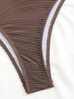 DEKA U Neck Wrinkled Crinkled Bikini Women Swimwear Female Swimsuit Two-pieces Bikini set High Cut Bather Bathing Suit Swim