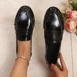Plus Size 42 Slip On Pu Leather Shoes Women Lightweight Comfortable Office Women' Flats Shallow Mouth Soft Sole Casual Shoes