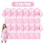 6-15Pcs Multicolors Spa Robes for Girls Spa Birthday Kimono for Girls Soft Silk Satin Slumber Sleepover Pyjama Party Supplies