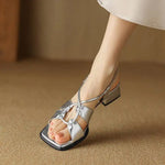 Summer New Model Fashion Middle Heeled Women's Sandals Black Buckle Open-toe Comfortable Hollow-out Women's Shoes High 3.5cm
