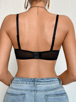 Floral Lace Push Up Women Bra Sexy Deep V Breathable Mesh Everyday Lingerie Thin Cup Adjustable Straps Underwire Bra