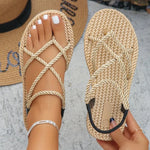 Women Shoes 2026 Summer Weave Non Slip Cross Tied Women Roman Sandals Womens Closed Toe Peep Toe Lightweight Beach Sandals