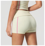 Quick Dry Contrast Color Yoga Shorts 2026 Tights Hip Lifting Workout Fitness Leggings High Waist Folded Running Athletic Shorts