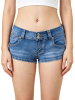 Fashion Women's Mini Denim Shorts with Pockets Skinny Low Rise Jean Shorts for Daily Club Y2K Sexy Hot Short Pants Summer