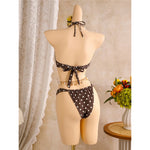 Polka Dots With Skirt Halter Shell Bikini Women Swimwear Female Swimsuit Three-Pieces Bikini Set Bather Bathing Suit Swim V8313