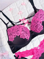 MOYISU New Release Contrast Bra Set | Demure & Sexy French Lace Bralette | Accentuates Small Chest Curves | Breathable Lingerie
