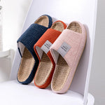 Breathable Flax Slippers Women Men Indoor Mute Slipper Anti-slip Lovers House Floor Shoes SoftLadies Summer Home Slides